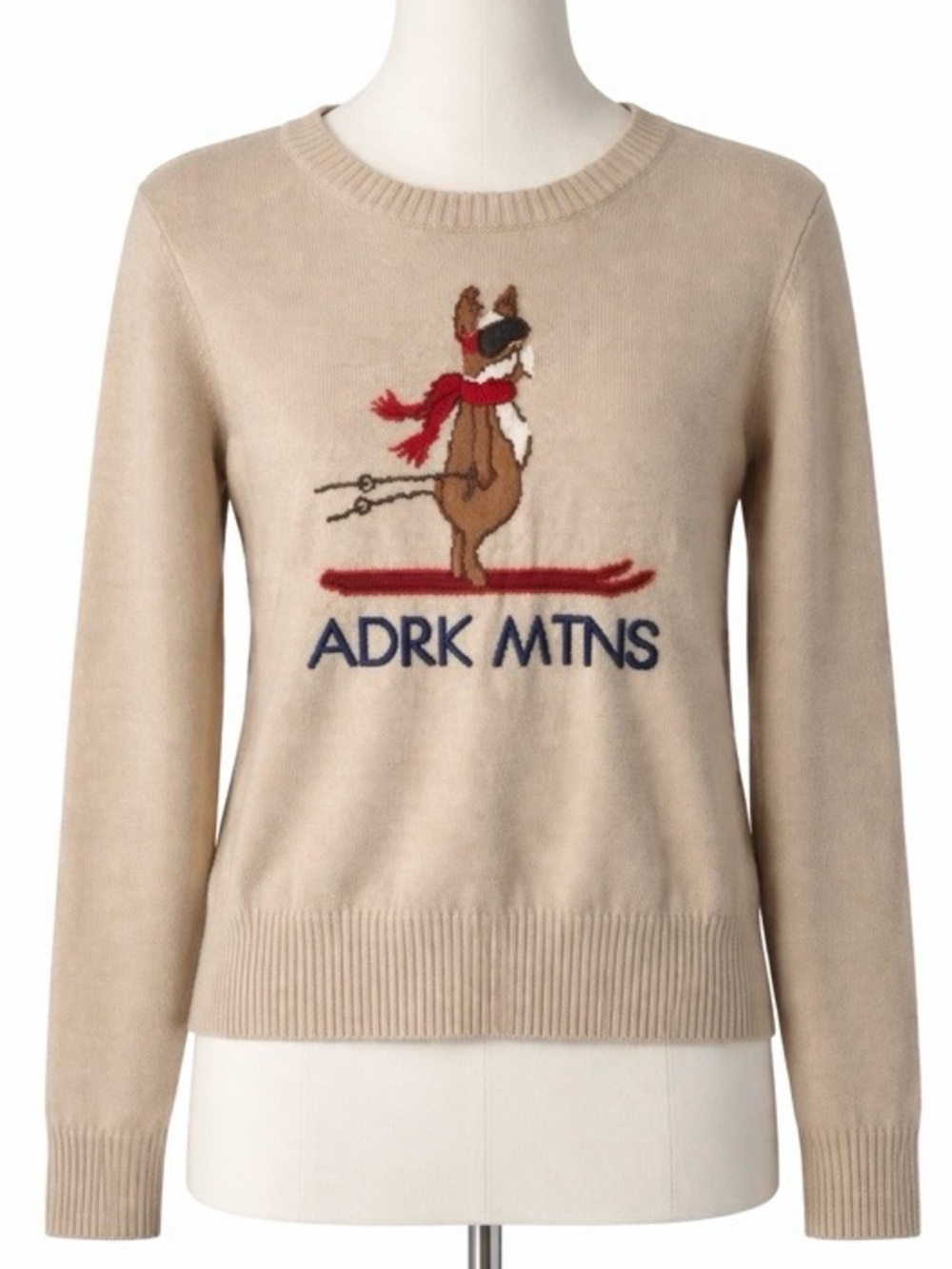 Abercrombie & Fitch Sweater Pullover ADRK MTNS Ski Dog Tan Graphic Chic Small
